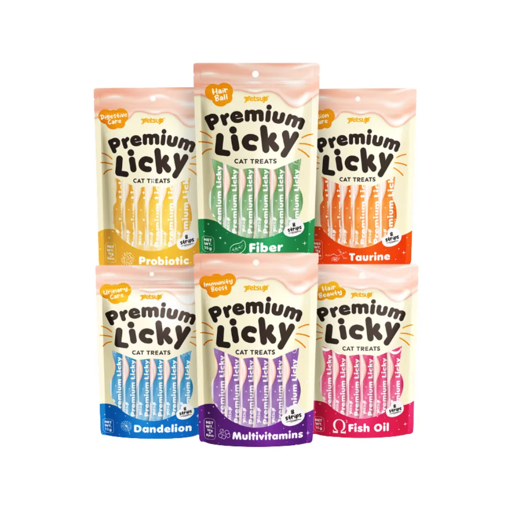 Petsup Premium Licky Functional Cat Treats 8 x 15g (Hairball Control - Fiber)