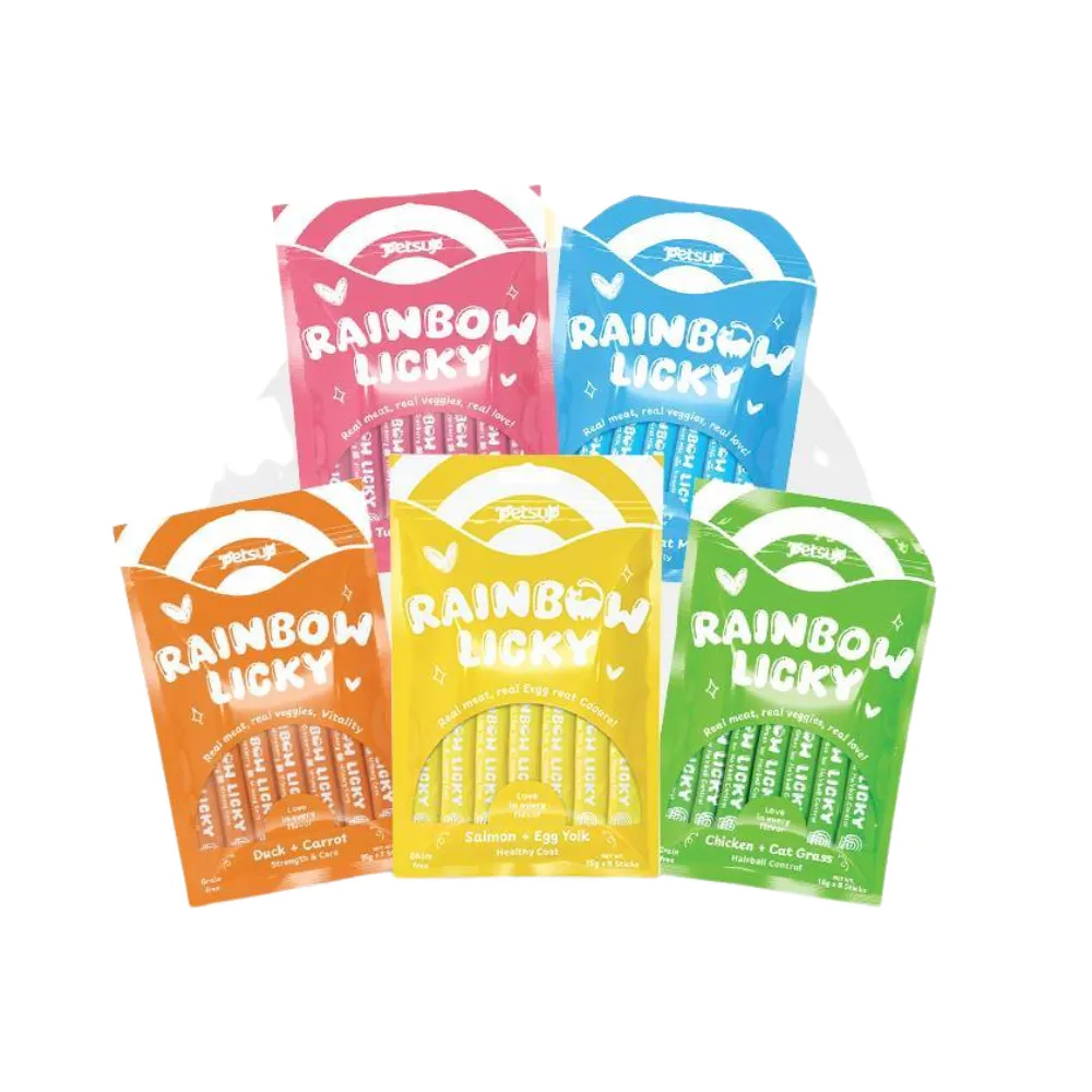 Petsup Rainbow Licky Cat Treats 8 x 15g (Chicken & Cat Grass)